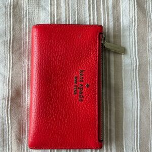 Kate Spade Red Leather Slim Wallet